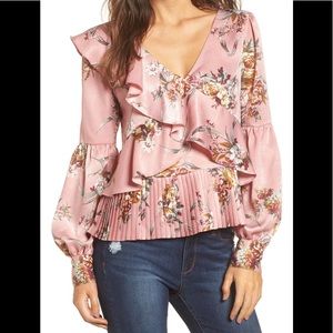 Pink ruffle blouse from Nordstrom